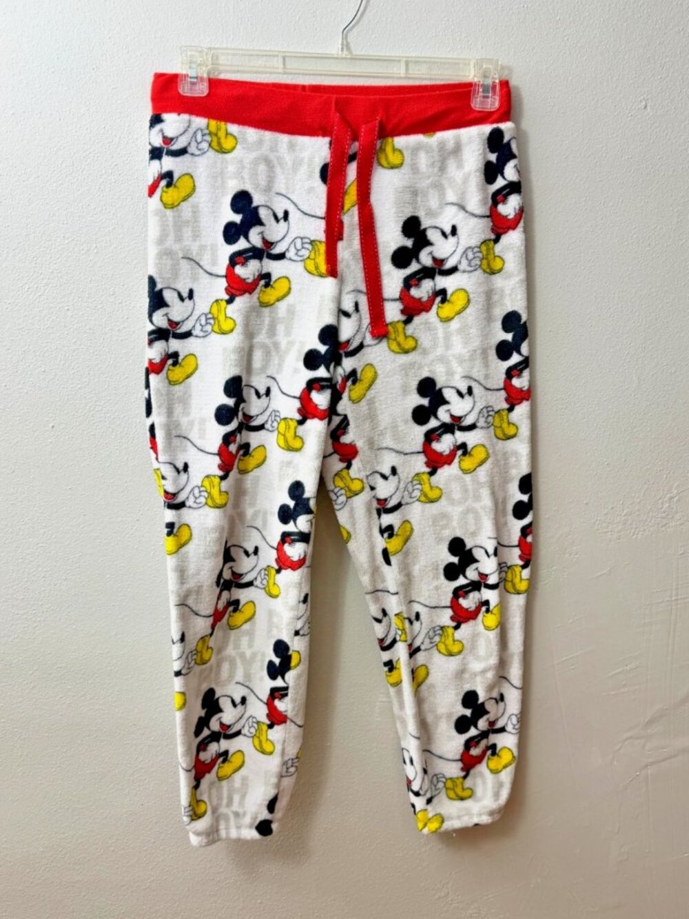Disney Sleepwear Pants Women's Medium White Multicolor Fleece Mickey Mouse